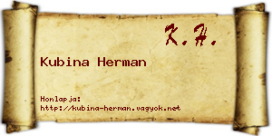Kubina Herman névjegykártya